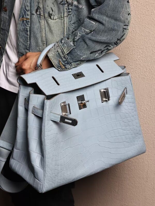 GPC Mode Kelly Maxi 42CM Matte Niloticus Crocodile T0 Blue Brume SHW