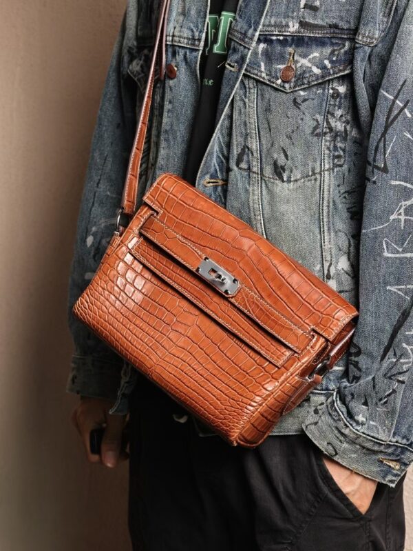 GPC Mode Kelly Messenger 27CM CK34 Fauve Matte Niloticus Crocodile SHW