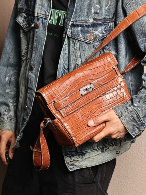GPC Mode Kelly Messenger 27CM CK34 Fauve Matte Niloticus Crocodile SHW