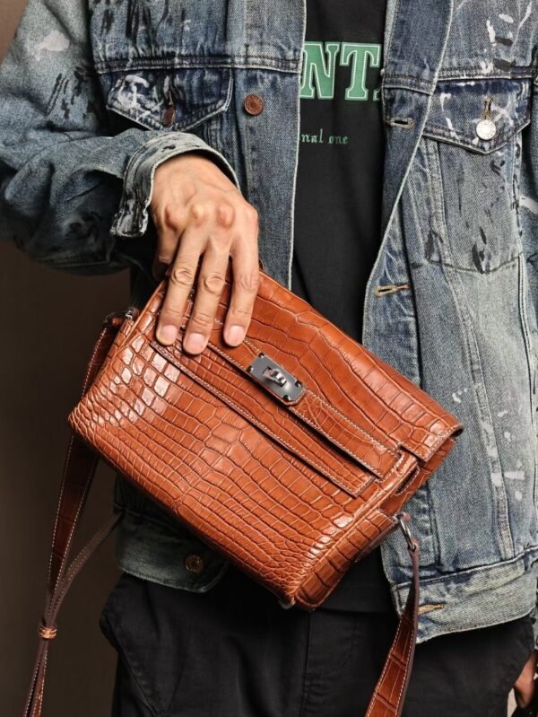 GPC Mode Kelly Messenger 27CM CK34 Fauve Matte Niloticus Crocodile SHW