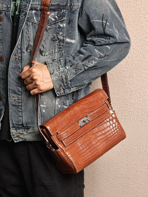 GPC Mode Kelly Messenger 27CM CK34 Fauve Matte Niloticus Crocodile SHW