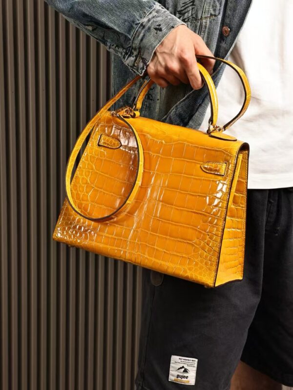GPC Mode Kelly Sellier 28CM 9D Amber Shiny Niloticus Crocodile GHW