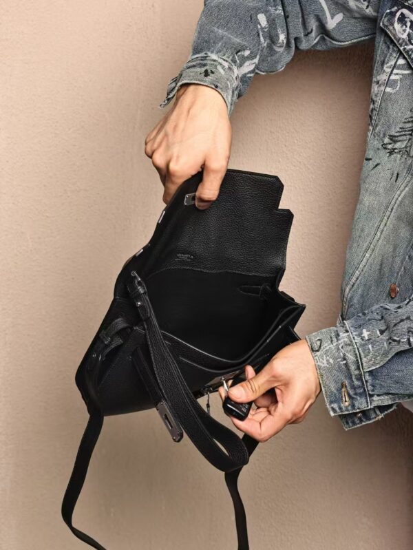 GPC Mode Men’s Shoulder Bag Kelly Depeches 25CM CK89 Noir Togo / Porosus Crocodile PHW