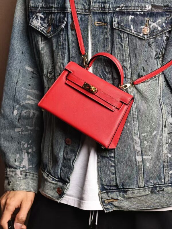 GPC Mode Swift Leather Mini Kelly 19CM Clutch Bag Q5 Rouge Casaque GHW