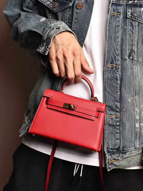 GPC Mode Swift Leather Mini Kelly 19CM Clutch Bag Q5 Rouge Casaque GHW