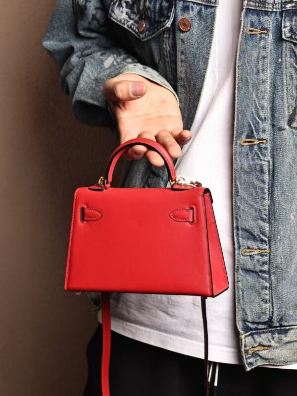 GPC Mode Swift Leather Mini Kelly 19CM Clutch Bag Q5 Rouge Casaque GHW