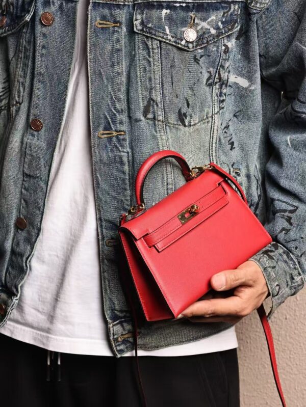 GPC Mode Swift Leather Mini Kelly 19CM Clutch Bag Q5 Rouge Casaque GHW