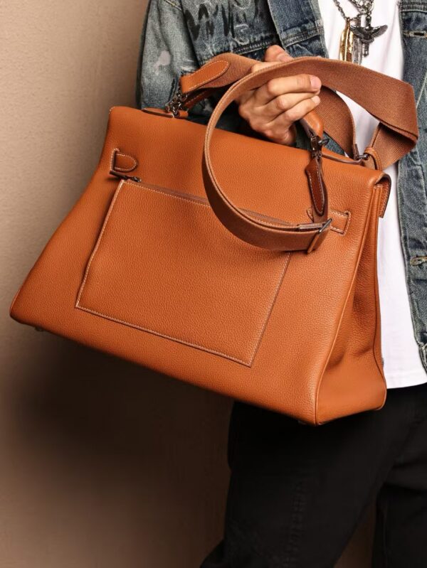 GPC Mode Hermes Kelly Maxi 42CM CK37 Gold Togo Leather White Stitches PHW