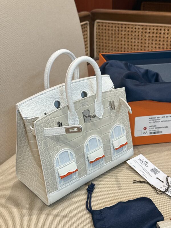 GPC Mode Birkin Foubourg 20CM 8L Beton Matte Crocodile / Calf Leather PHW Full Handmade