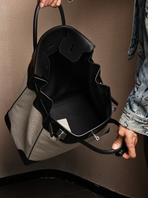 GPC Mode Hac 40CM Men’s Tote Bag White Canvas / Black Swift Leather PHW