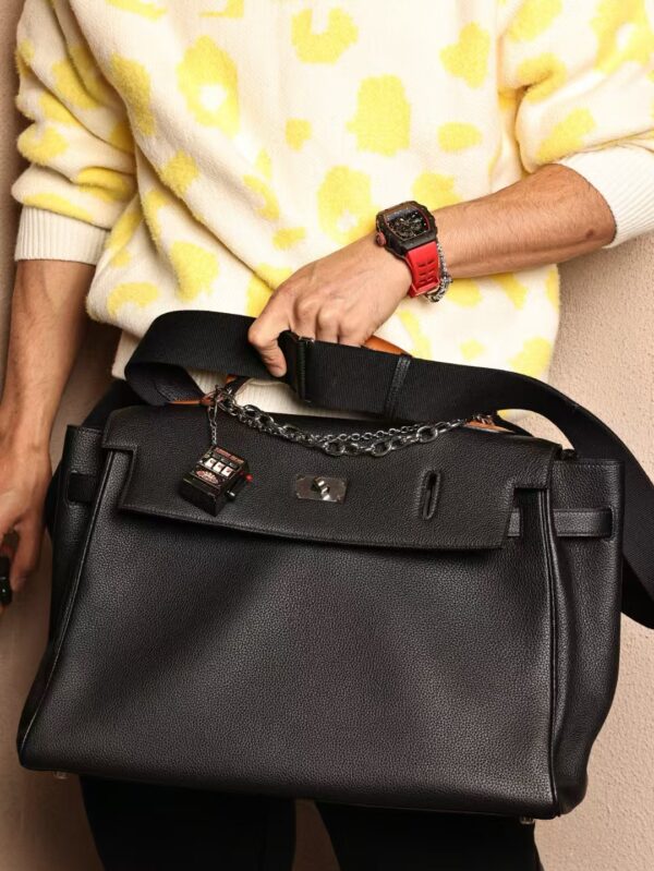 GPC Mode Hemes Men’s Bag Kelly Maxi 42CM Togo 89 Noir / 37 Gold Barenia Handle PHW