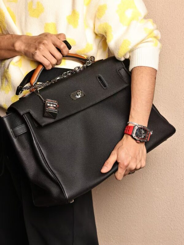 GPC Mode Hemes Men’s Bag Kelly Maxi 42CM Togo 89 Noir / 37 Gold Barenia Handle PHW