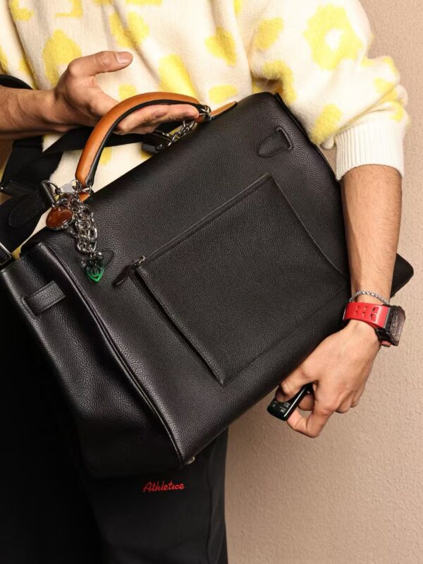 GPC Mode Hemes Men’s Bag Kelly Maxi 42CM Togo 89 Noir / 37 Gold Barenia Handle PHW