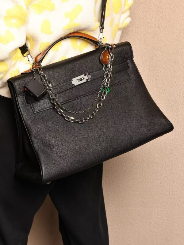 GPC Mode Hemes Men’s Bag Kelly Maxi 42CM Togo 89 Noir / 37 Gold Barenia Handle PHW
