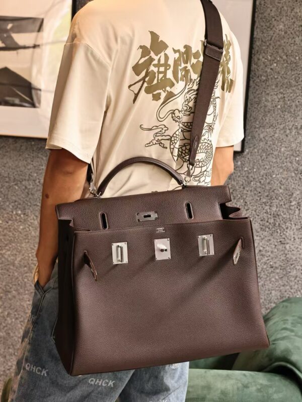 GPC Mode Hermes Oversize Bag Kelly Maxi 42CM Togo Leather CK46 Ebene PHW