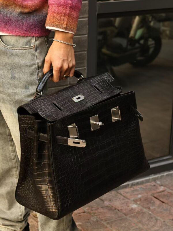 GPC Mode Kelly Maxi 42CM HCP Matte Alligator Crocodile CK89 Black PHW
