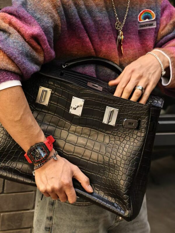 GPC Mode Kelly Maxi 42CM HCP Matte Alligator Crocodile CK89 Black PHW