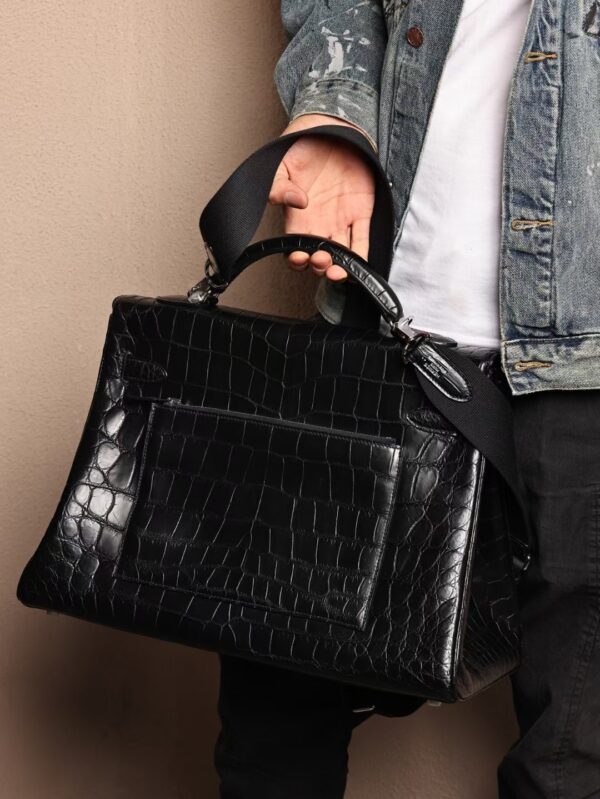 GPC Mode Luxury Men’s Bag Matte Niloticus Crocodile Kelly Maxi 42CM CK89 Black GHW