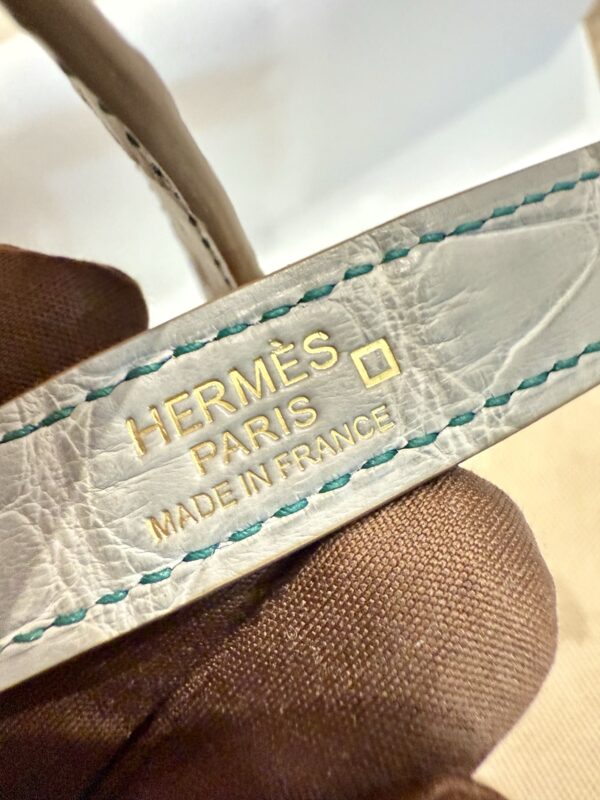 GPC Mode Luxury Women’s Bag Kelly 25CM Matte Crocodile Leather Gris Pearl / Cactus / Mimosa GHW