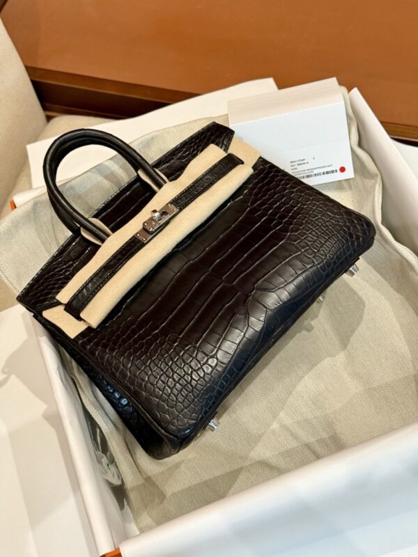 GPC Mode Matte Alligator Crocodile Birkin 25CM CK89 Black Women’s Tote Bag PHW