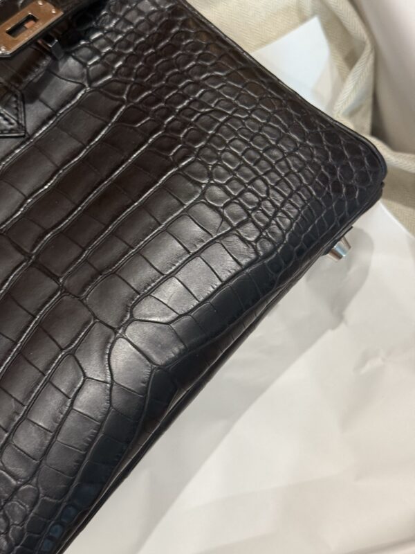GPC Mode Matte Alligator Crocodile Birkin 25CM CK89 Black Women’s Tote Bag PHW
