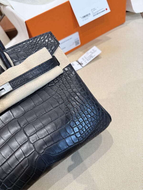 GPC Mode Matte Alligator Crocodile Birkin 25CM CK89 Black Women’s Tote Bag PHW