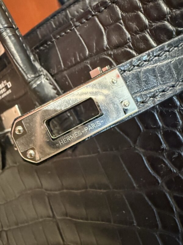 GPC Mode Matte Alligator Crocodile Birkin 25CM CK89 Black Women’s Tote Bag PHW