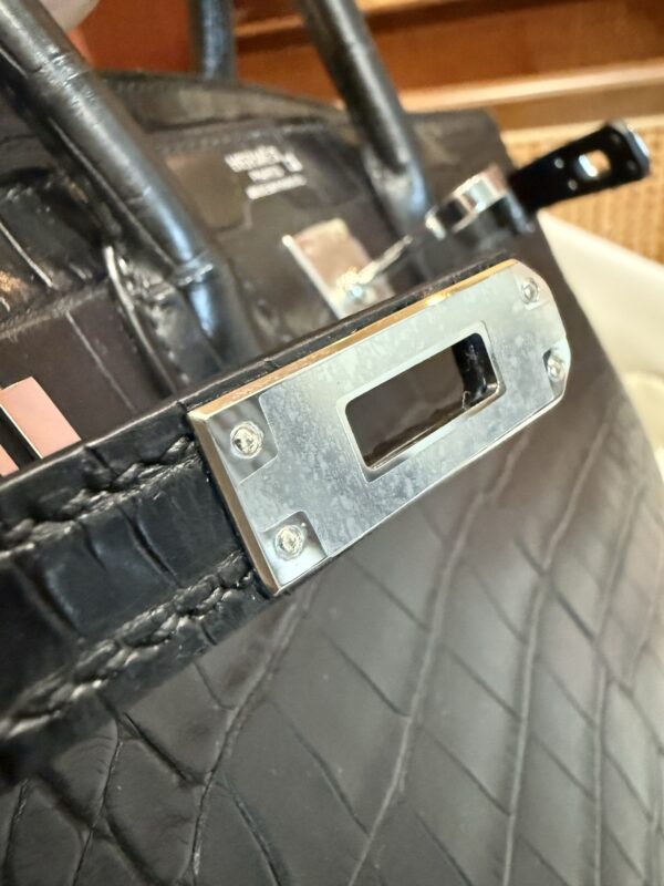 GPC Mode Matte Alligator Crocodile Birkin 25CM CK89 Black Women’s Tote Bag PHW
