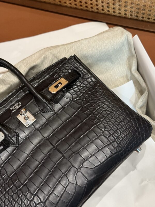 GPC Mode Matte Alligator Crocodile Birkin 25CM CK89 Black Women’s Tote Bag PHW