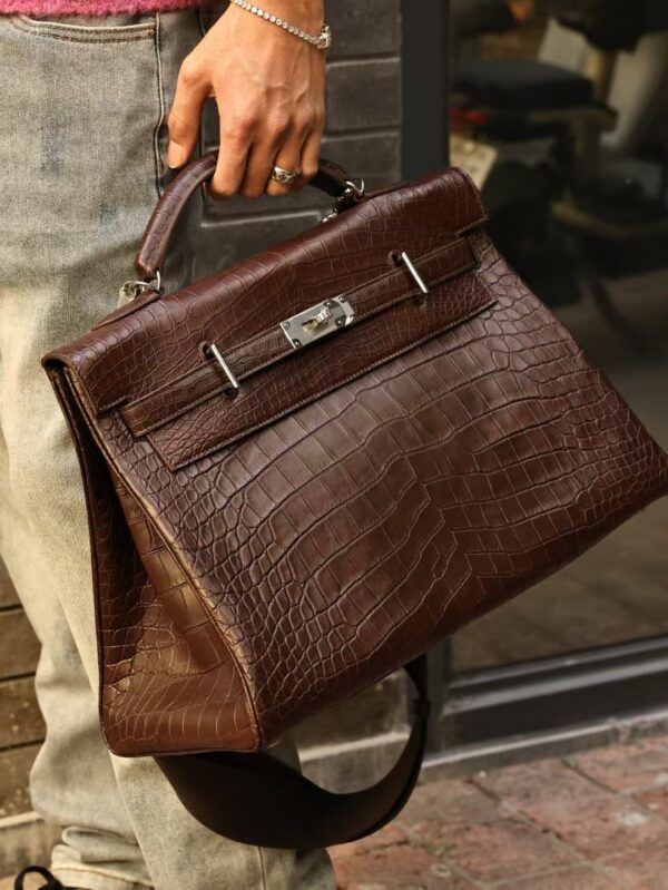 GPC Mode Men’s Tote Bag Kelly Maxi 42CM Coffee HCP Matte Crocodile PHW
