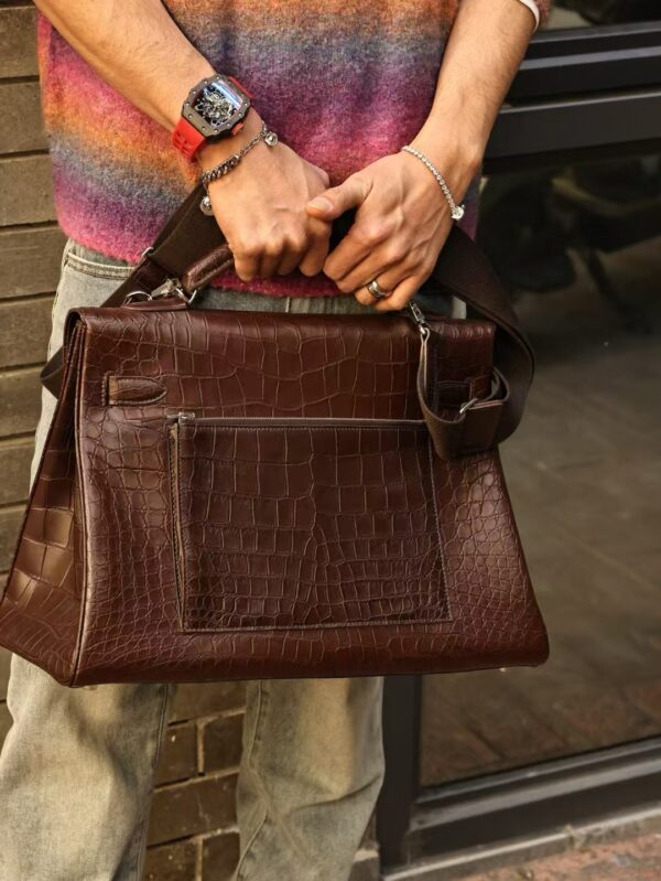 GPC Mode Men’s Tote Bag Kelly Maxi 42CM Coffee HCP Matte Crocodile PHW