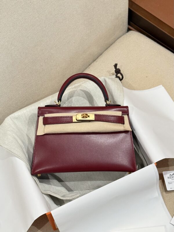 GPC Mode Mini Kelly 19CM Women’s Clutch Bag Box Leather CC55 Rouge H GHW
