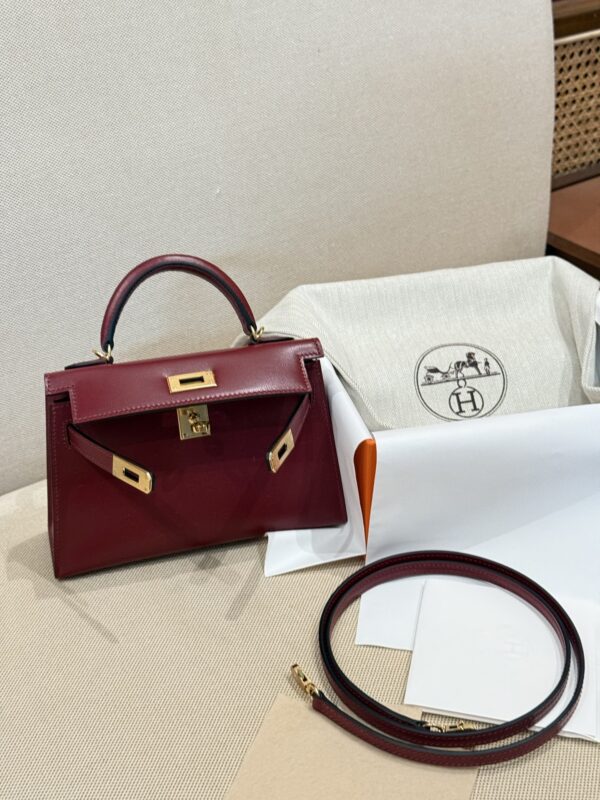 GPC Mode Mini Kelly 19CM Women’s Clutch Bag Box Leather CC55 Rouge H GHW