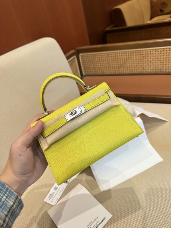 GPC Mode Mini Kelly 19CM Women’s Clutch Bag Chevre Leather 9R Lime PHW