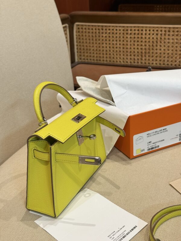 GPC Mode Mini Kelly 19CM Women’s Clutch Bag Chevre Leather 9R Lime PHW