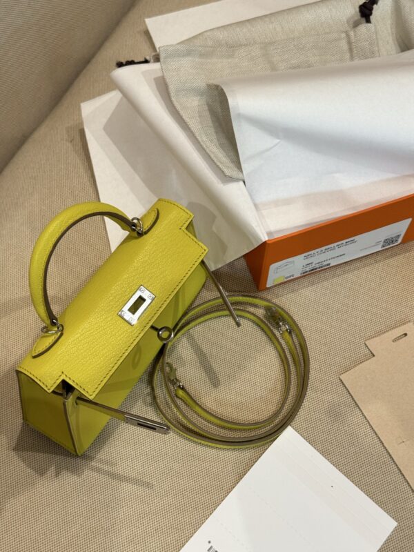 GPC Mode Mini Kelly 19CM Women’s Clutch Bag Chevre Leather 9R Lime PHW