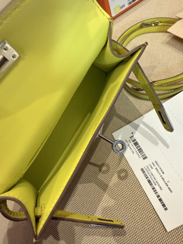 GPC Mode Mini Kelly 19CM Women’s Clutch Bag Chevre Leather 9R Lime PHW