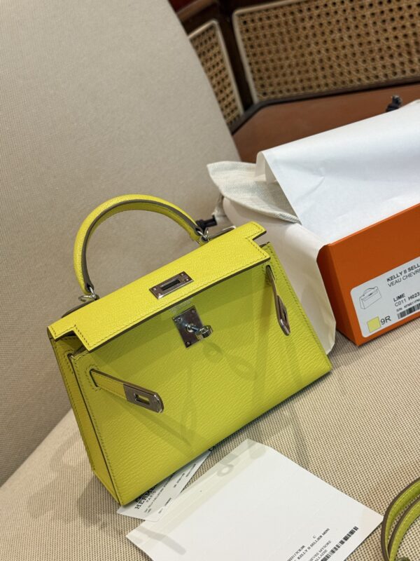 GPC Mode Mini Kelly 19CM Women’s Clutch Bag Chevre Leather 9R Lime PHW