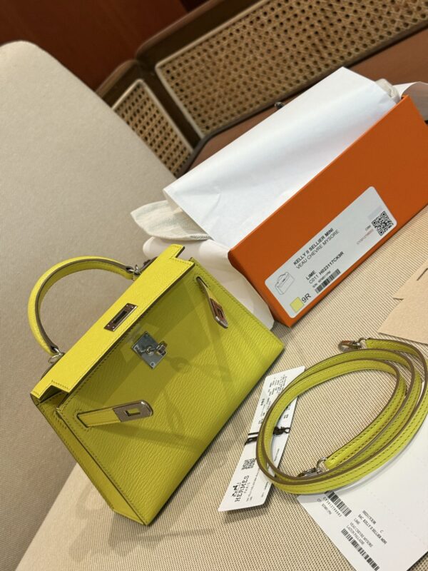 GPC Mode Mini Kelly 19CM Women’s Clutch Bag Chevre Leather 9R Lime PHW