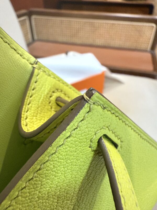 GPC Mode Mini Kelly 19CM Women’s Clutch Bag Chevre Leather 9R Lime PHW