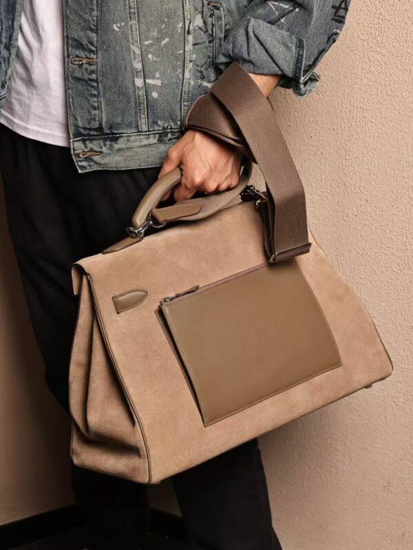 GPC Mode Tote Bag Suede / Swift Leather Kelly Maxi 42CM 8Q Beige Marfa PHW