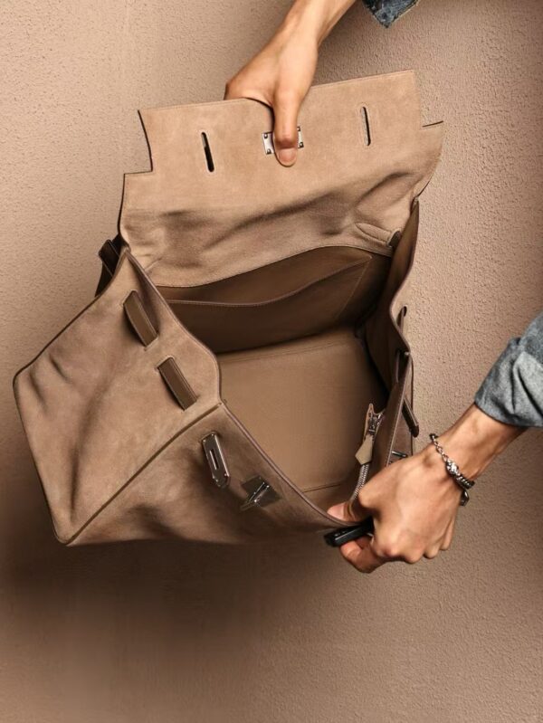 GPC Mode Tote Bag Suede / Swift Leather Kelly Maxi 42CM 8Q Beige Marfa PHW