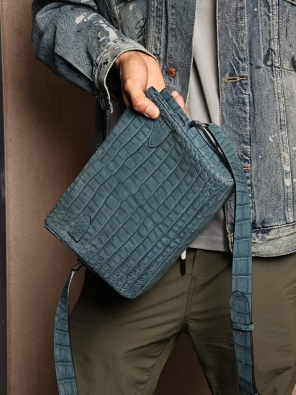 GPC Mode Kelly Messenger 27CM W0 Vert Bosphore Men’s Shoulder Bag Frosted Crocodile Leather PHW