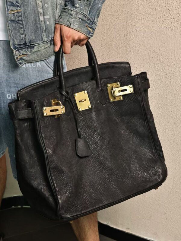 GPC Mode Custom Made Washed Cordovan Leather 89 Black Hac 40CM Tote Bag GHW