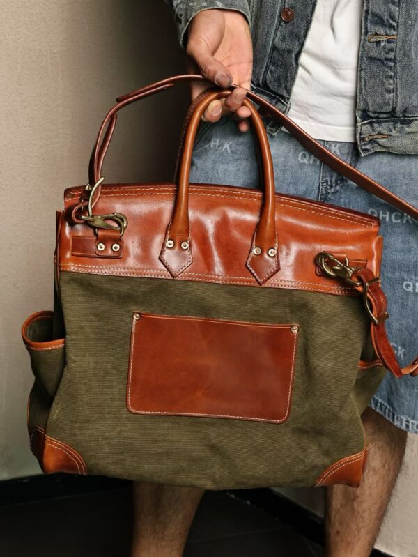 GPC Mode Hac Cargo 40CM 37 Gold Calf Leather / Vert Canoppe Canvas PHW