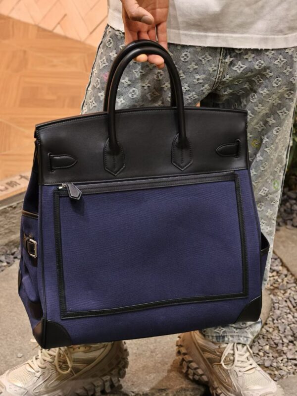 GPC Mode Hac Cargo 40CM Blue Saphir Canvas / Noir Swift Leather PHW