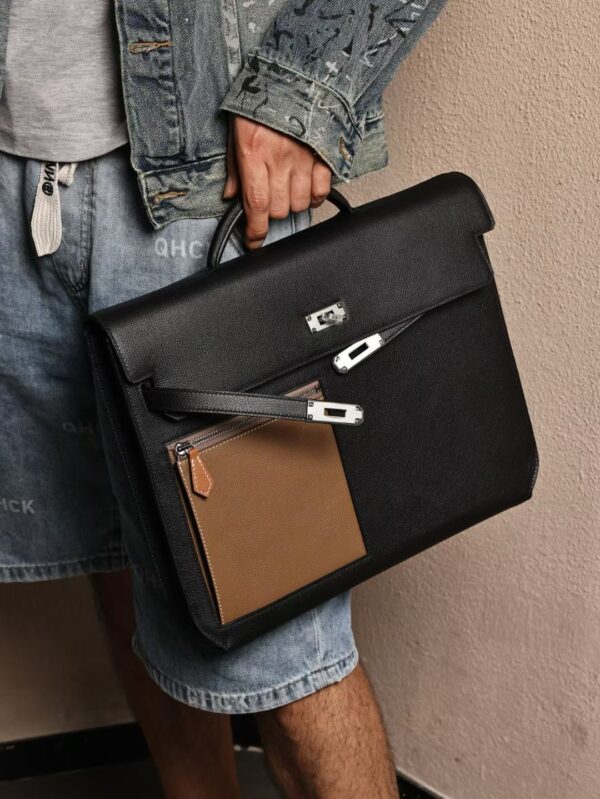 GPC Mode Kelly Depeches 36CM Evercolor CK89 Noir / Togo CK18 Etoupe Silver Hardware