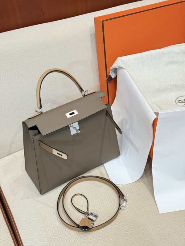 GPC Mode Kelly Sellier 28CM Epsom Leather CK18 Etoupe / 2S Sesame PHW