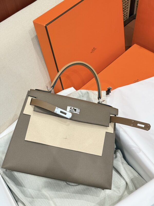 GPC Mode Kelly Sellier 28CM Epsom Leather CK18 Etoupe / 2S Sesame PHW