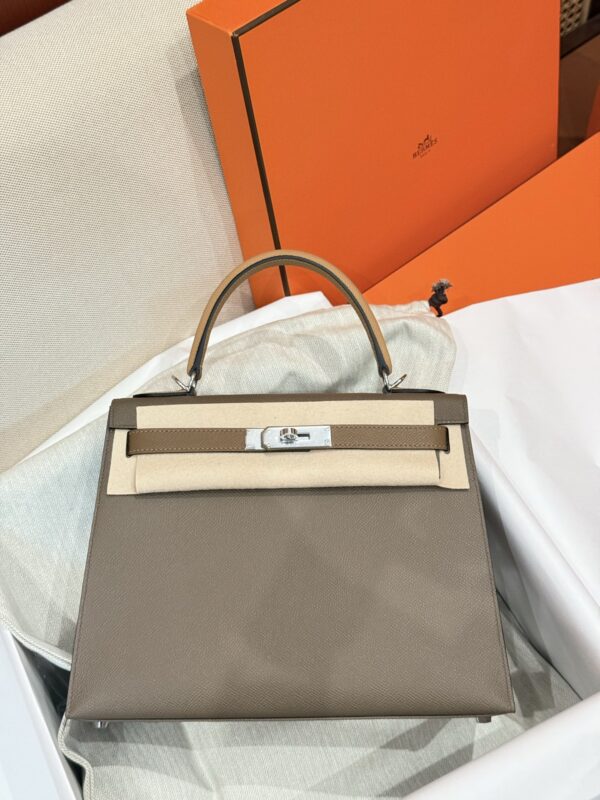 GPC Mode Kelly Sellier 28CM Epsom Leather CK18 Etoupe / 2S Sesame PHW